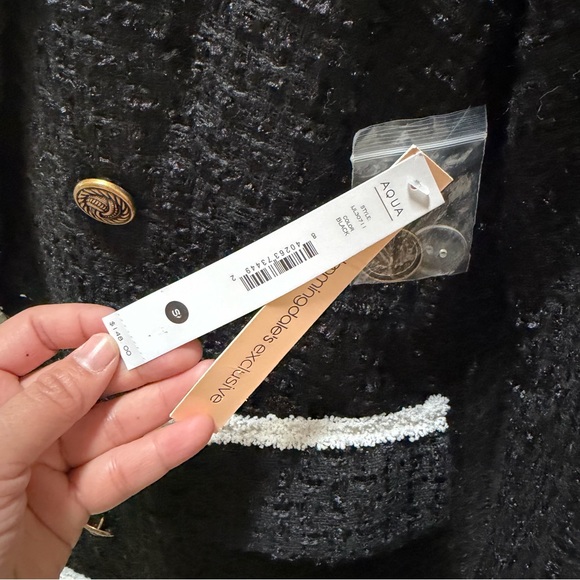 NWT Aqua Double-Breasted tweed Jacket with White Trim - Picture 4 of 6